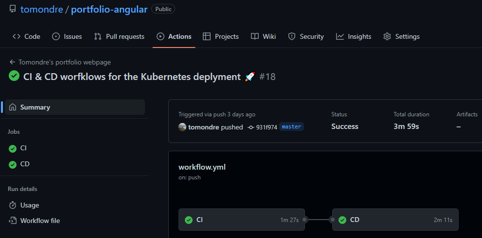 CI/CD Pipeline for portfolio page